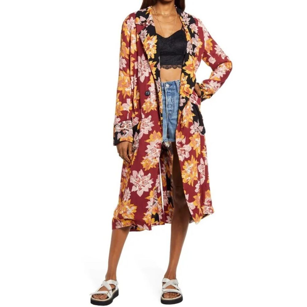NEW Free People Niya Floral Print Duster Jacket Size S